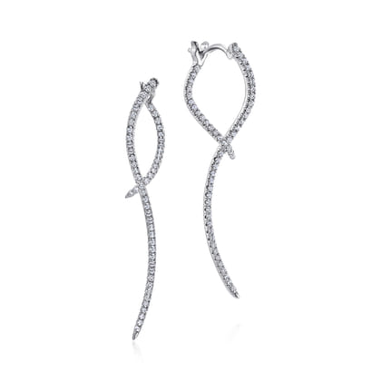 14K White Gold Sculptural Diamond Drop Earrings