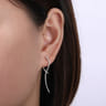 14K White Gold Sculptural Diamond Drop Earrings - 0.45 ct