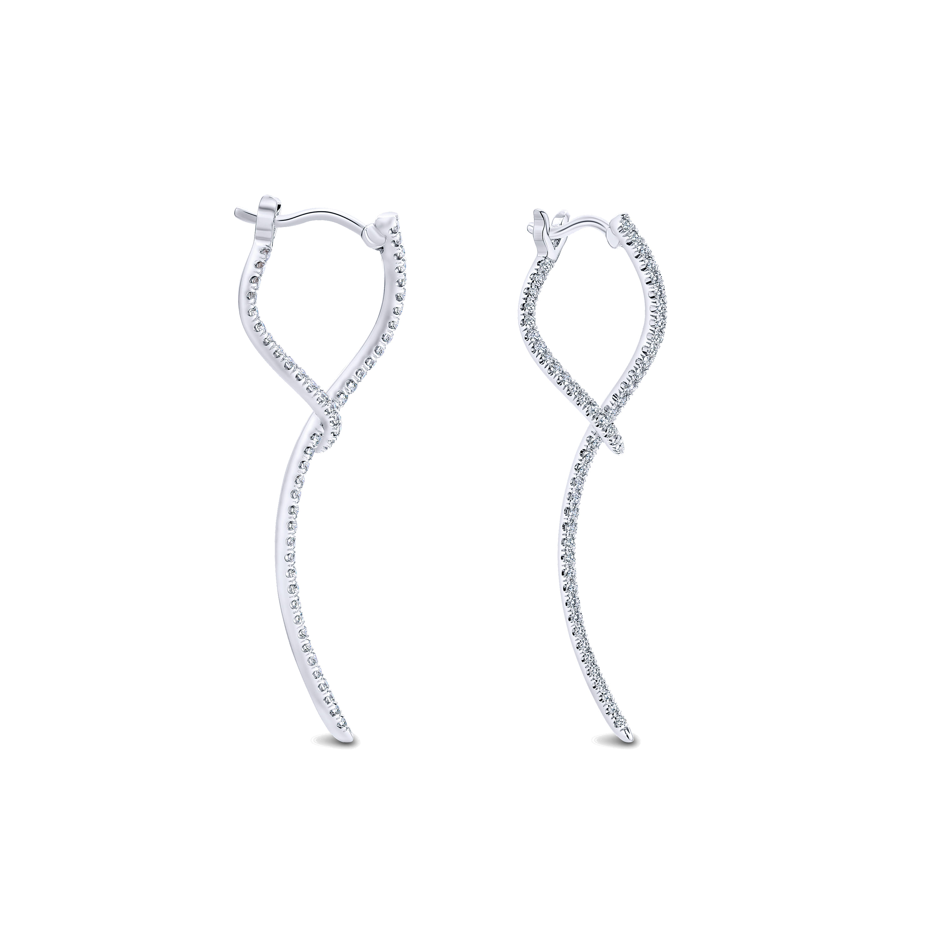 14K White Gold Sculptural Diamond Drop Earrings - 0.45 ct - Shot 3