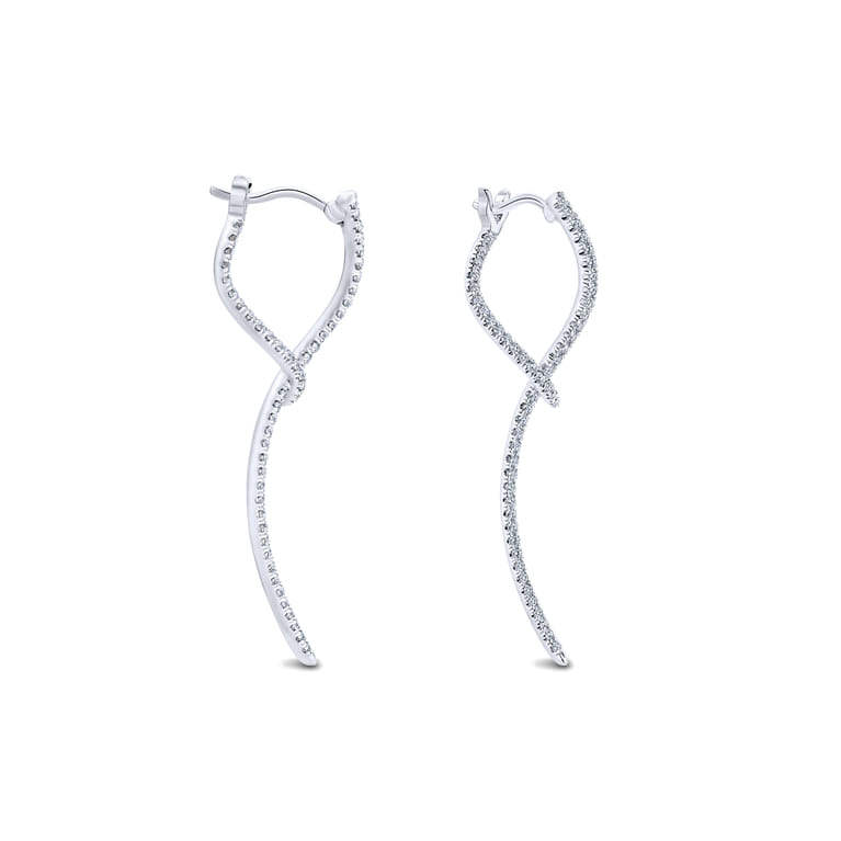14K White Gold Sculptural Diamond Drop Earrings - 0.45 ct - Shot 3