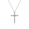14K White Gold Segmented Diamond Cross Necklace - 0.15 ct