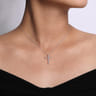 14K White Gold Segmented Diamond Cross Necklace - 0.15 ct