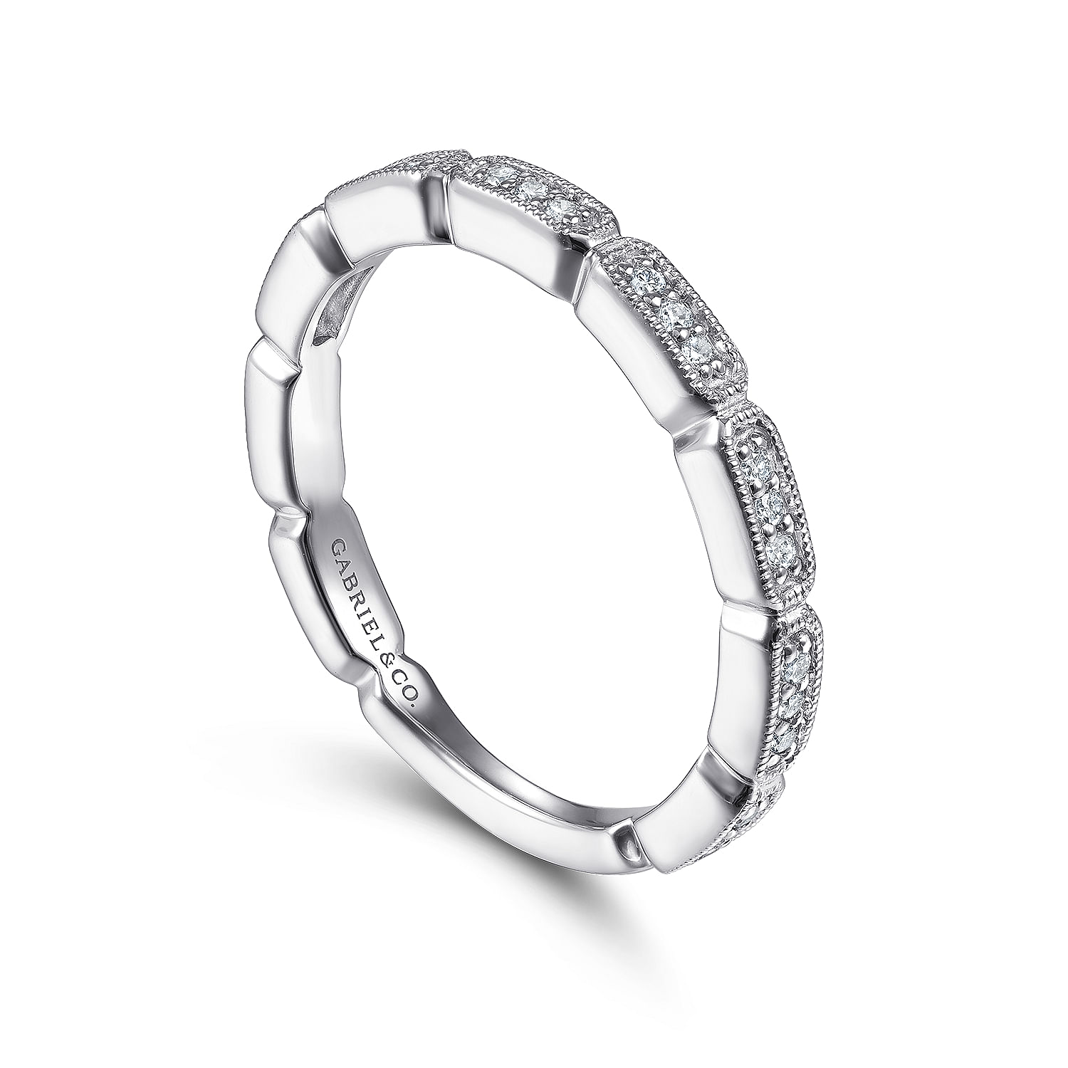 14K White Gold Segmented Diamond Stackable Ring - 0.14 ct - Shot 3