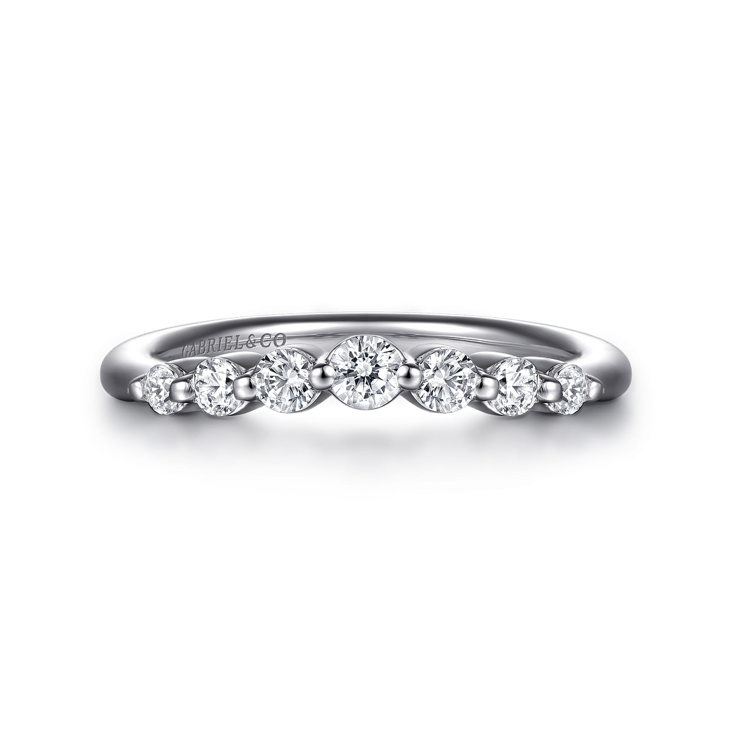 Curved Wedding Ring in 14k White Gold with  Natural Diamond at Gabriel & Co. - Shot 1