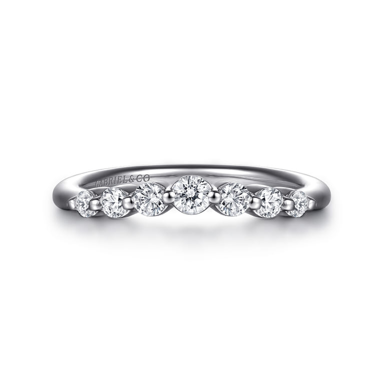 Curved Wedding Ring in 14k White Gold with  Natural Diamond at Gabriel & Co. - Shot 1