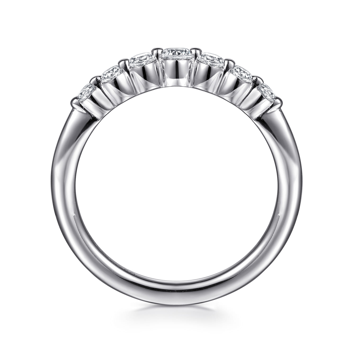 Curved Wedding Ring in 14k White Gold with  Natural Diamond at Gabriel & Co. - Shot 2