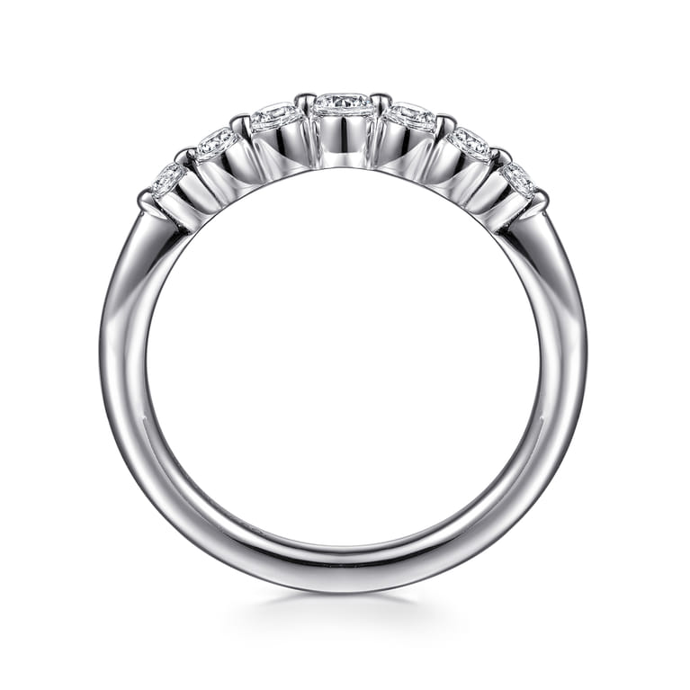 Curved Wedding Ring in 14k White Gold with  Natural Diamond at Gabriel & Co. - Shot 2