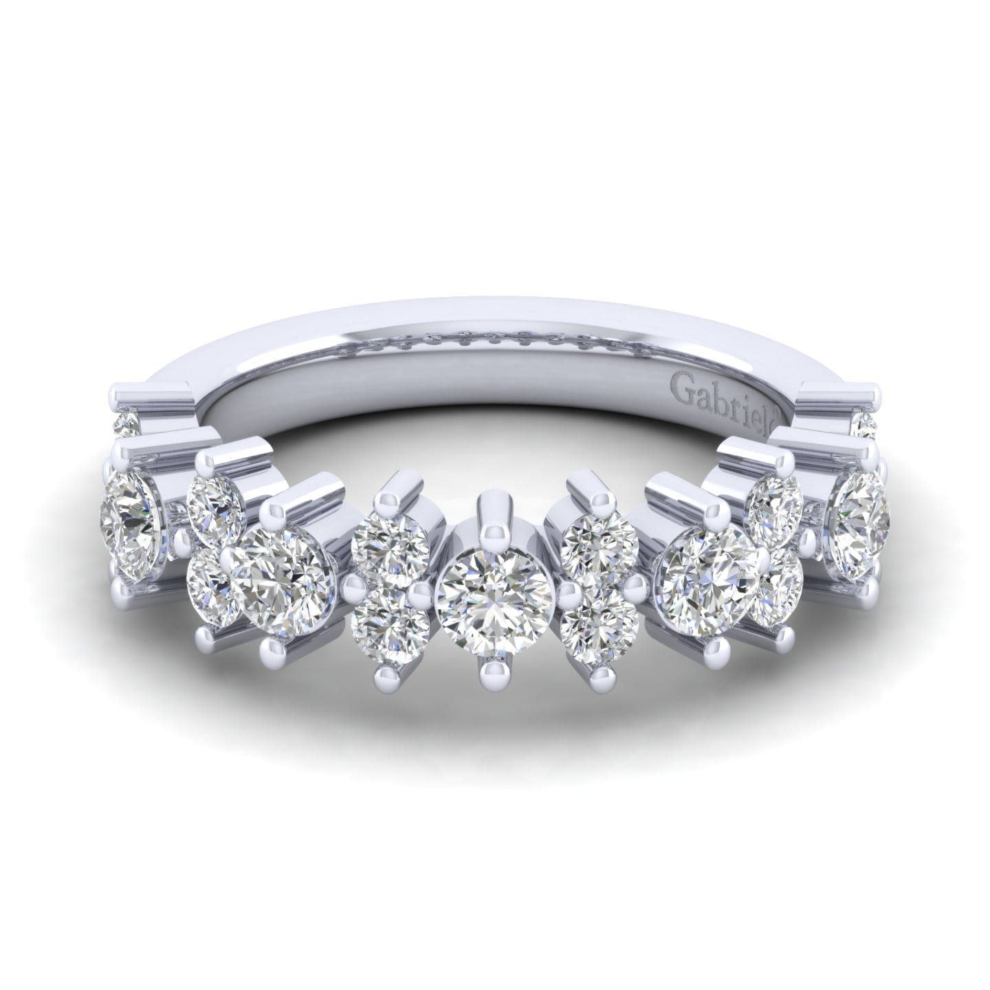Fancy Wedding Ring in 14k White Gold with Round Natural Diamond at Gabriel & Co. - Shot 1