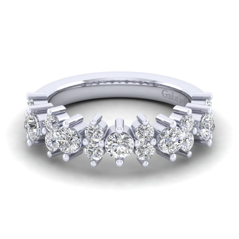 Fancy Wedding Ring in 14k White Gold with Round Natural Diamond at Gabriel & Co. - Shot 1