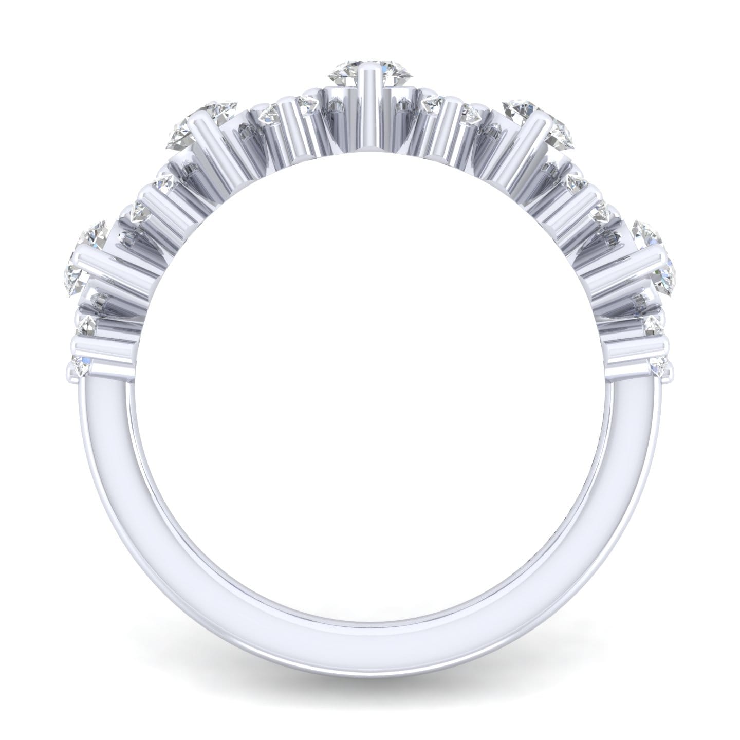 Fancy Wedding Ring in 14k White Gold with Round Natural Diamond at Gabriel & Co. - Shot 2