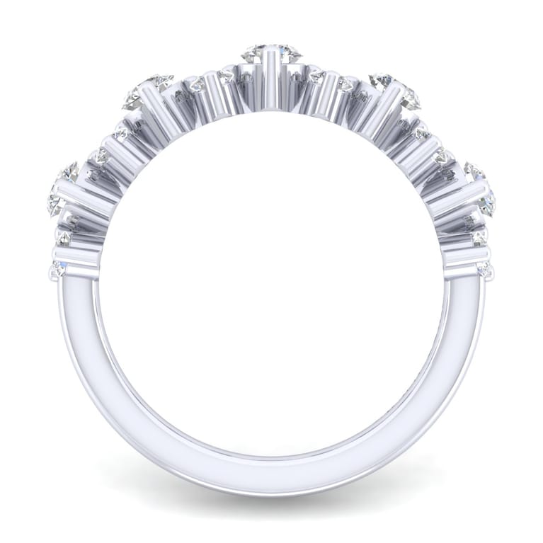Fancy Wedding Ring in 14k White Gold with Round Natural Diamond at Gabriel & Co. - Shot 2