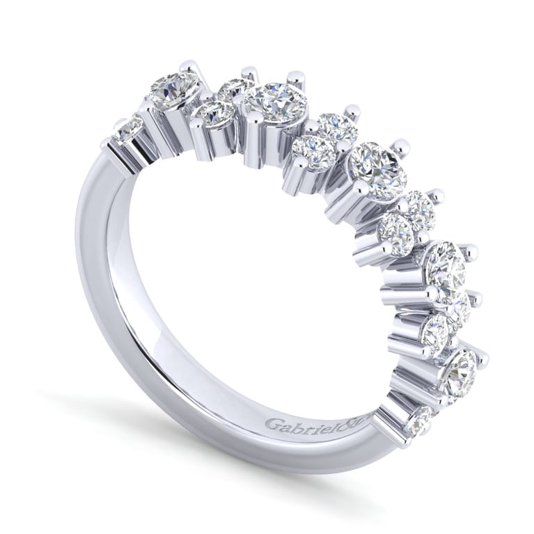 Fancy Wedding Ring in 14k White Gold with Round Natural Diamond at Gabriel & Co. - Shot 3