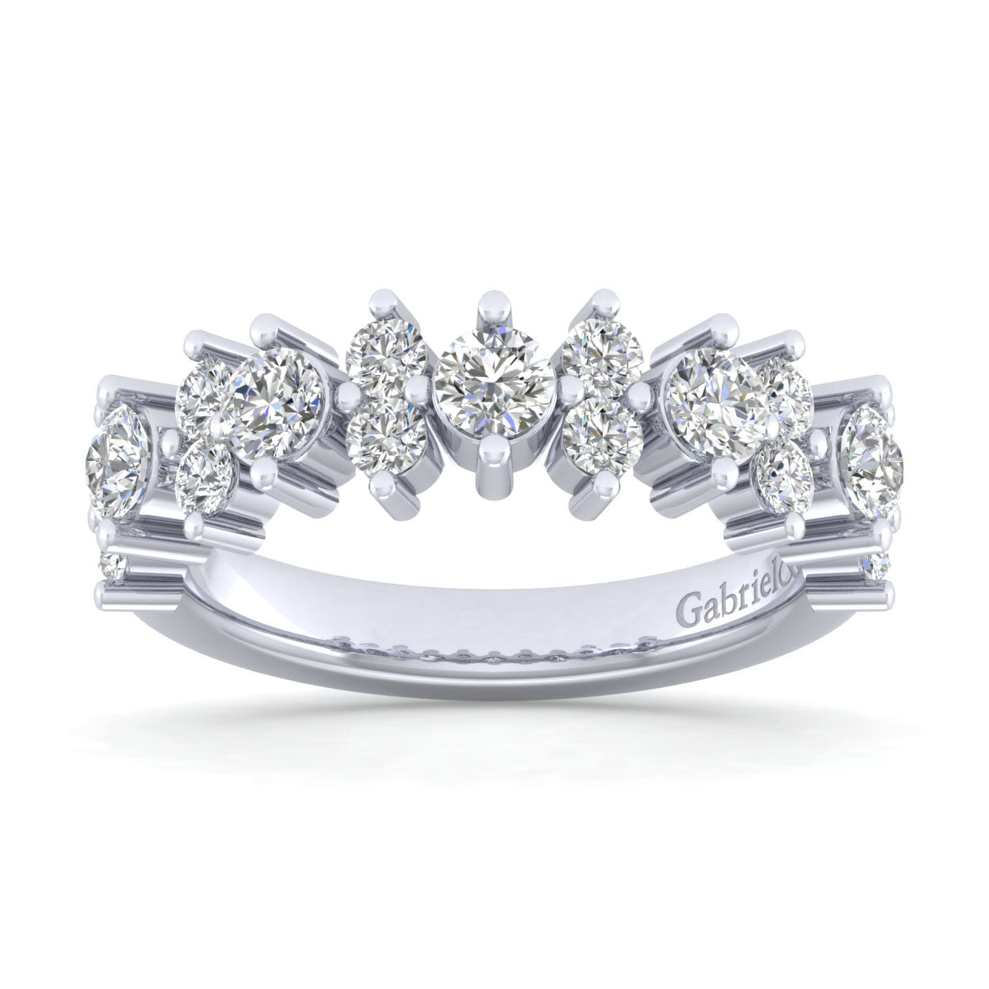 Fancy Wedding Ring in 14k White Gold with Round Natural Diamond at Gabriel & Co. - Shot 4