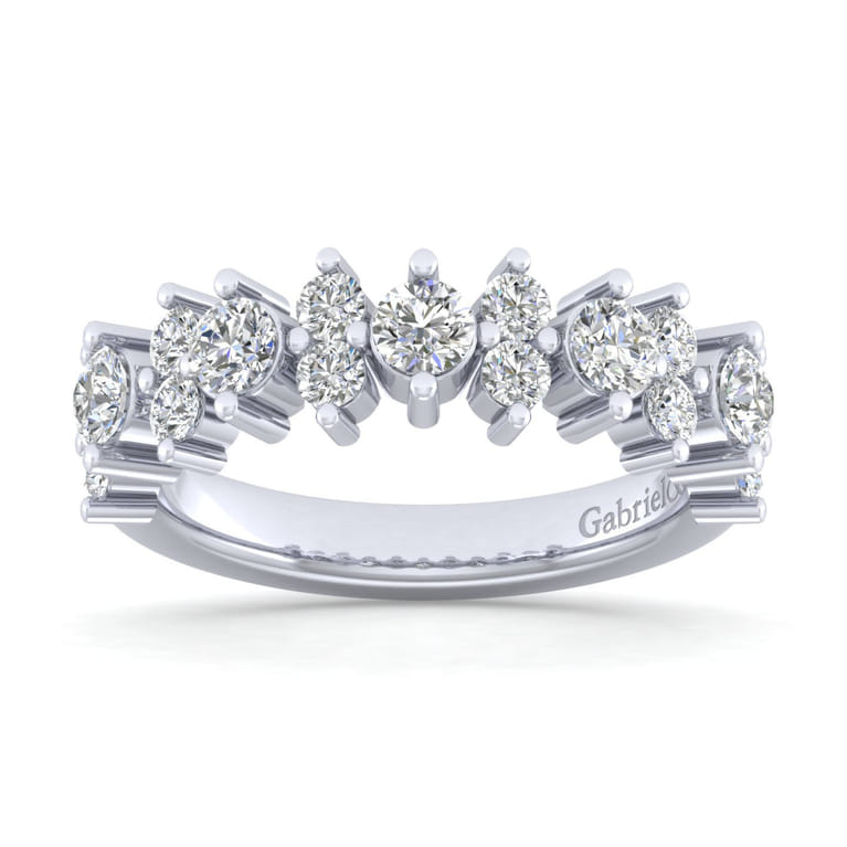 Fancy Wedding Ring in 14k White Gold with Round Natural Diamond at Gabriel & Co. - Shot 4