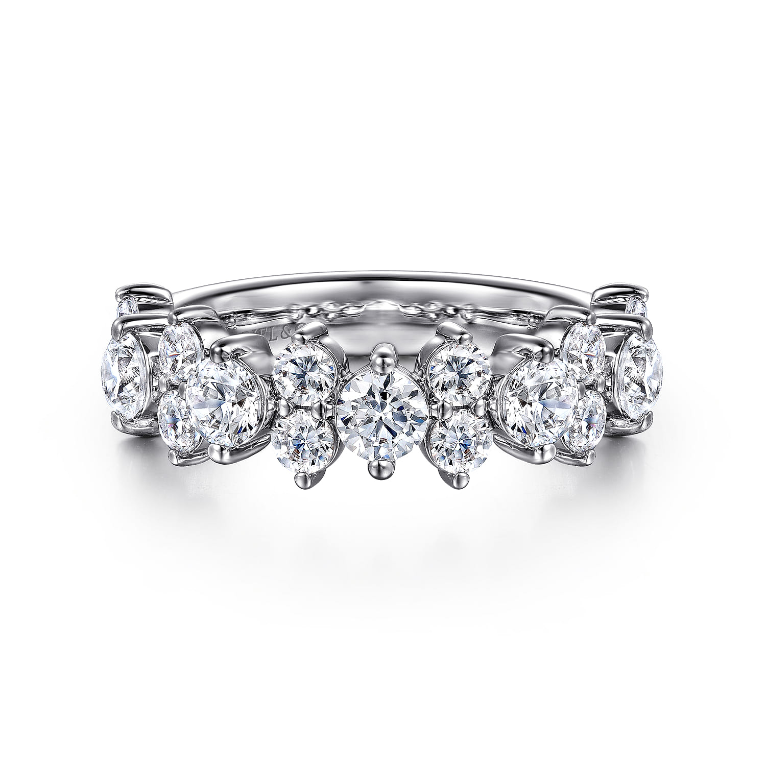 Fancy Wedding Ring in 14k White Gold with Round Natural Diamond at Gabriel & Co. - Shot 1