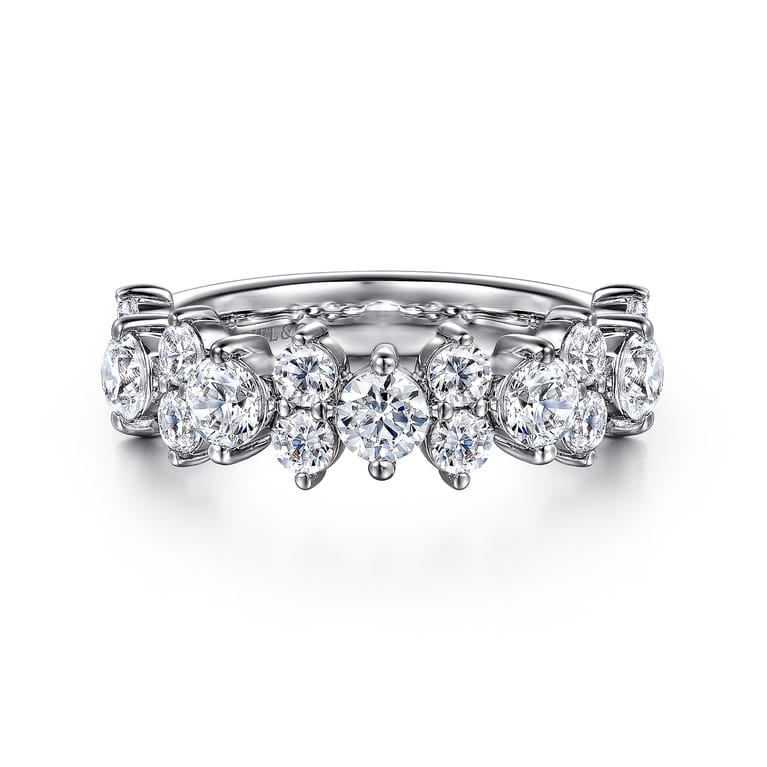 Fancy Wedding Ring in 14k White Gold with Round Natural Diamond at Gabriel & Co. - Shot 1