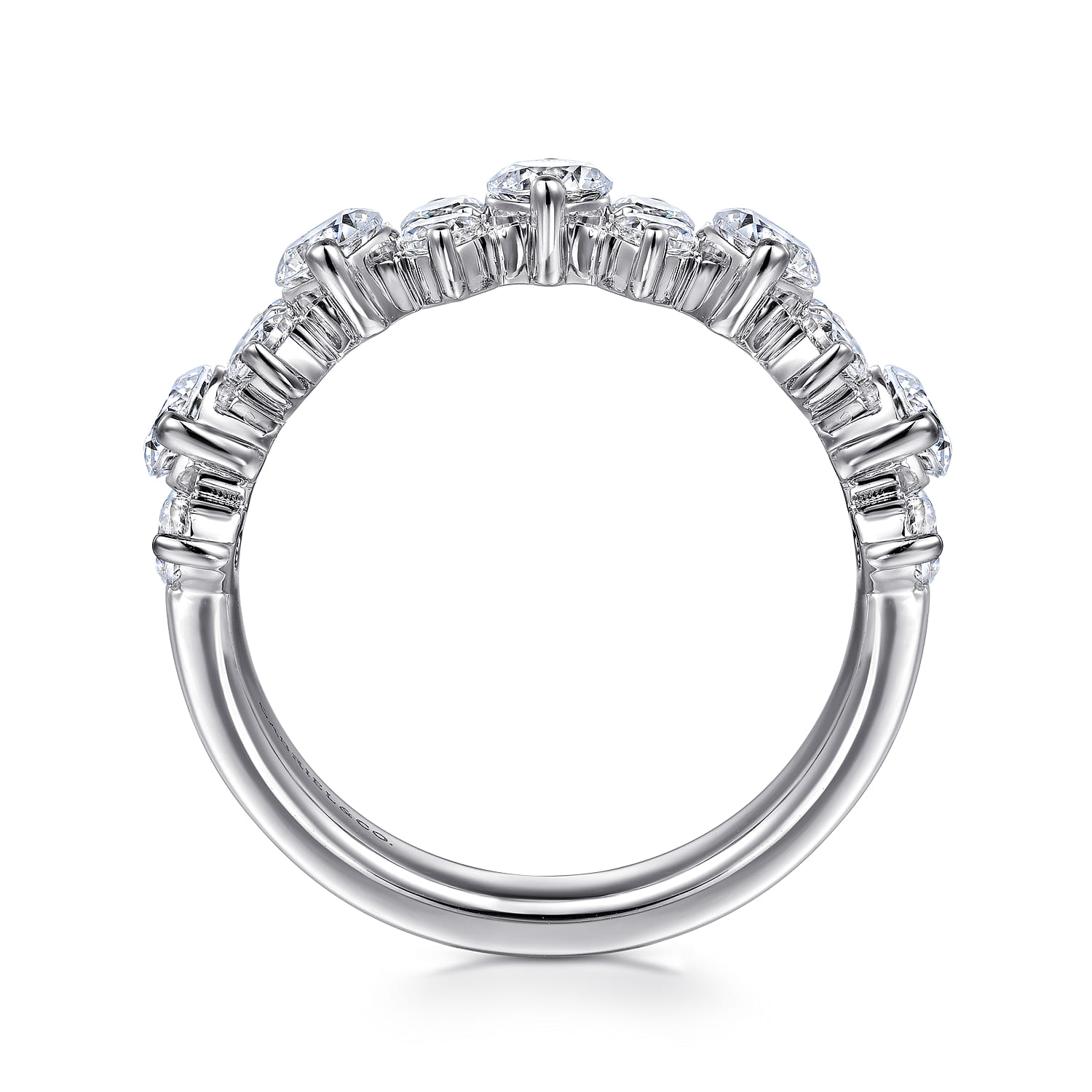 Fancy Wedding Ring in 14k White Gold with Round Natural Diamond at Gabriel & Co. - Shot 2