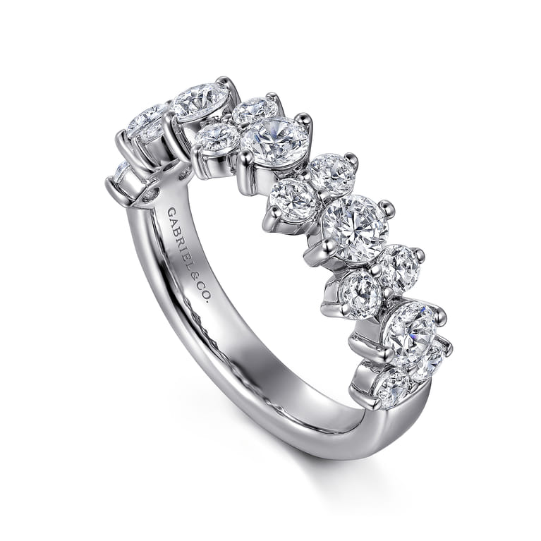 Fancy Wedding Ring in 14k White Gold with Round Natural Diamond at Gabriel & Co. - Shot 3
