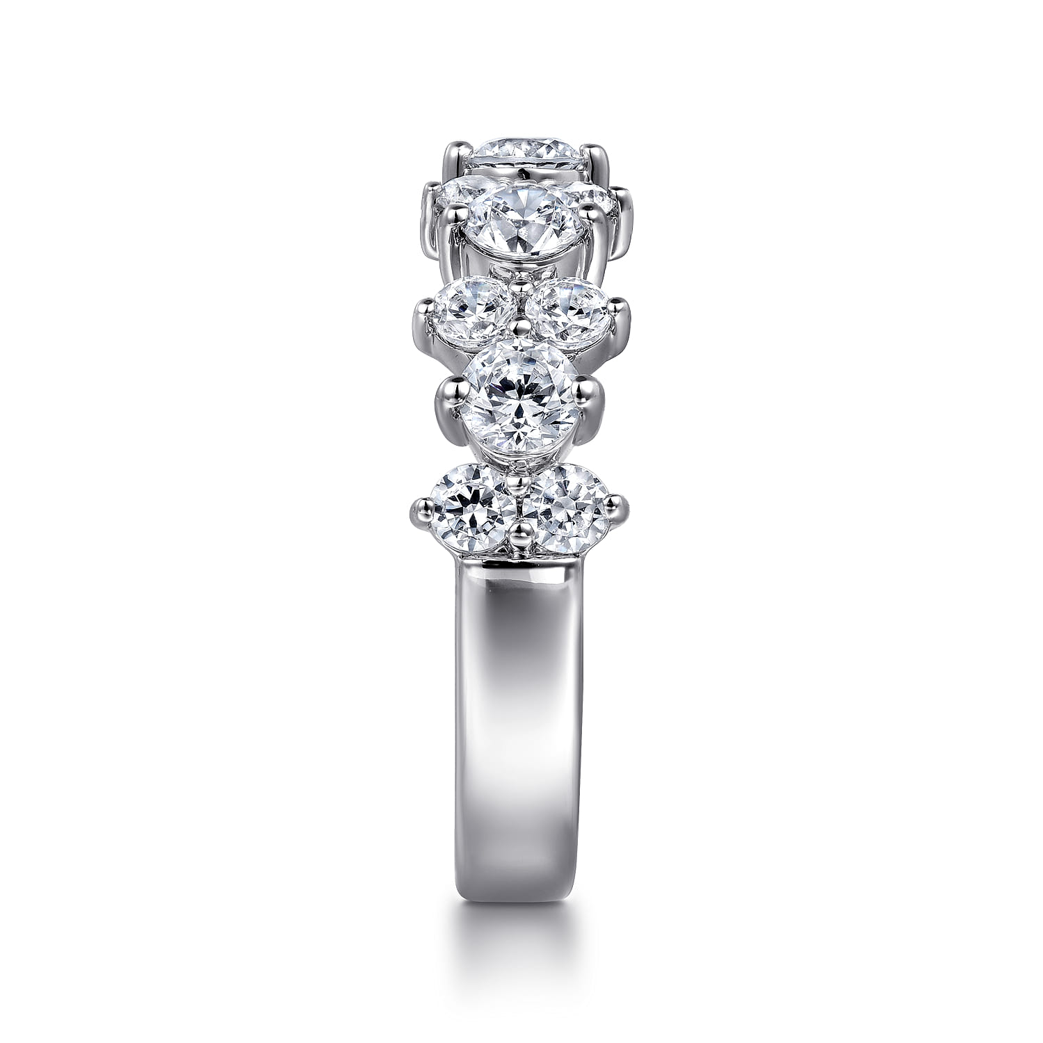 Fancy Wedding Ring in 14k White Gold with Round Natural Diamond at Gabriel & Co. - Shot 4