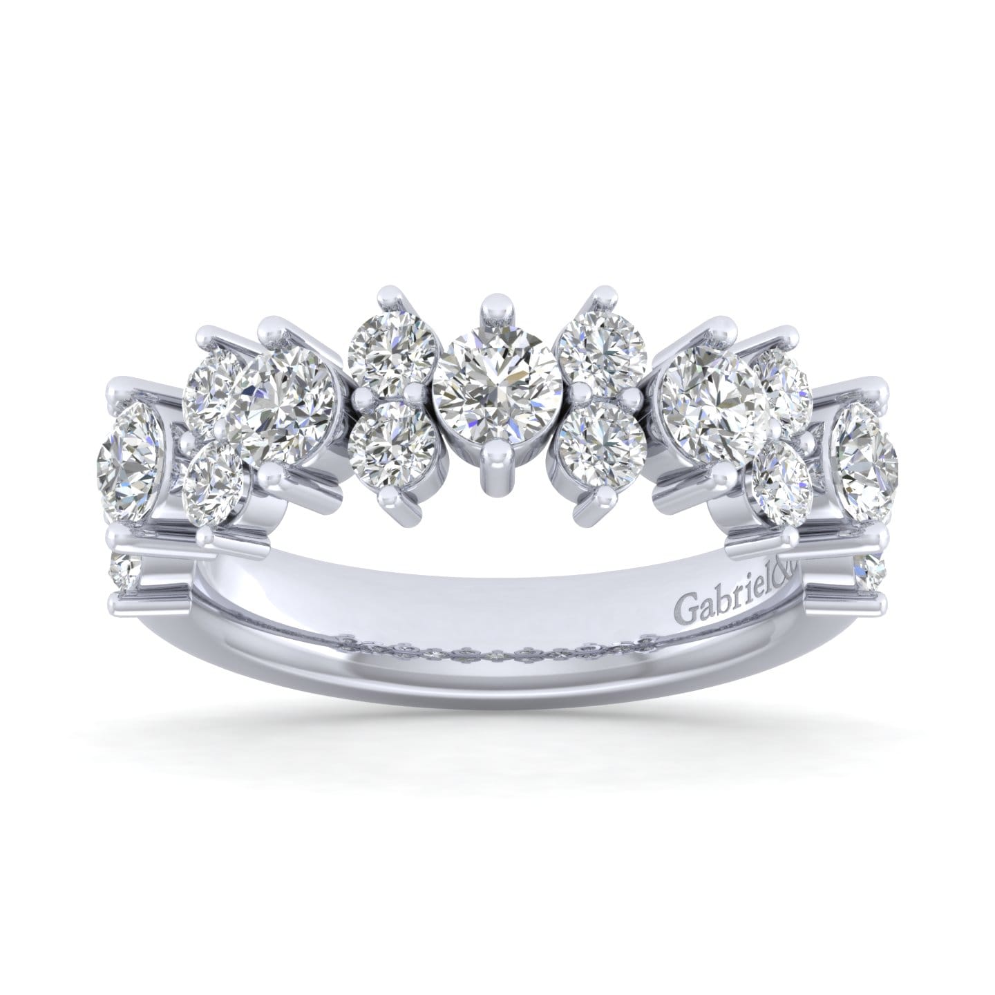 Fancy Wedding Ring in 14k White Gold with Round Natural Diamond at Gabriel & Co. - Shot 5