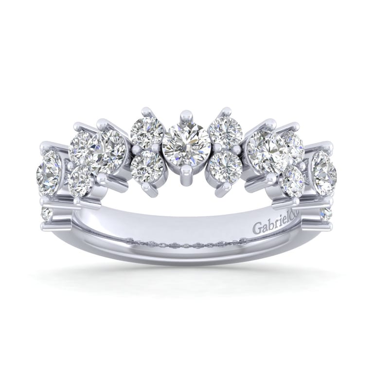 Fancy Wedding Ring in 14k White Gold with Round Natural Diamond at Gabriel & Co. - Shot 5