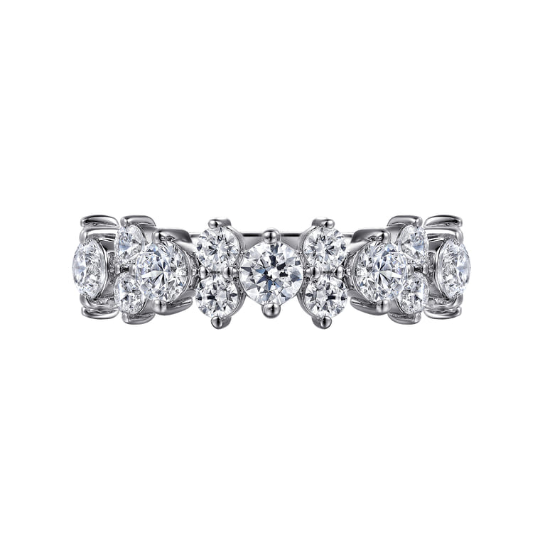 Fancy Wedding Ring in 14k White Gold with Round Natural Diamond at Gabriel & Co. - Shot 6