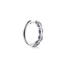 14K White Gold Shared Prong Diamond and Oval Blue Sapphire Classic Hoop Earrings - 0.3 ct