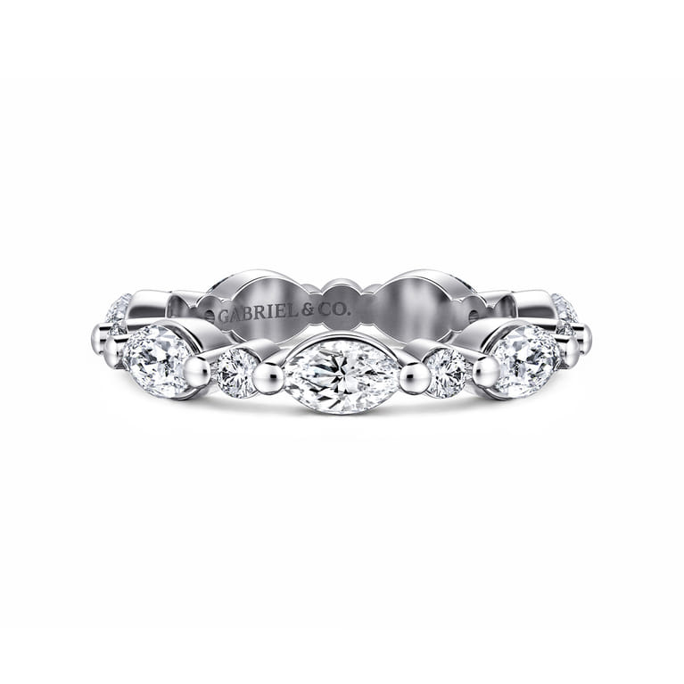 Eternity Band Wedding Ring in 14k White Gold with Marquise Natural Diamond at Gabriel & Co. - Shot 1
