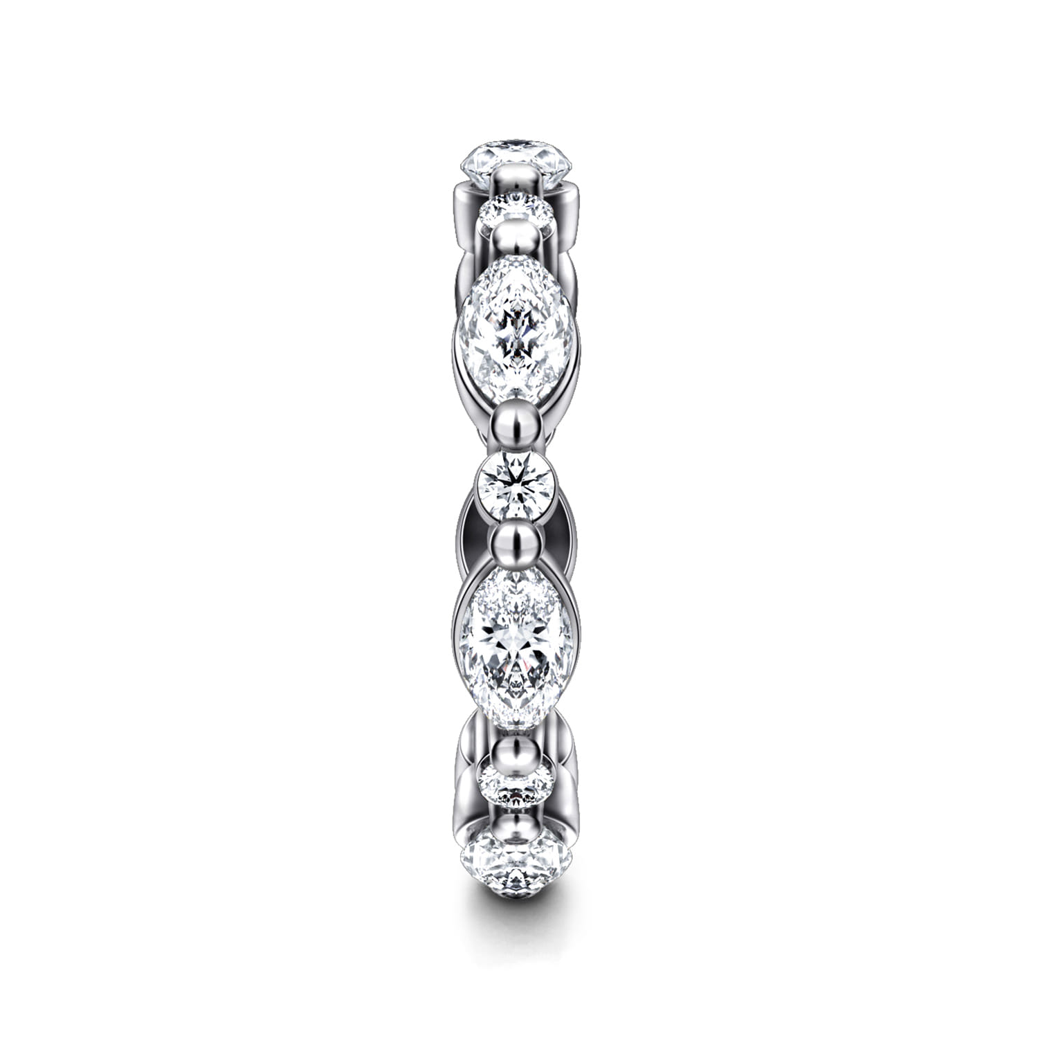 Eternity Band Wedding Ring in 14k White Gold with Marquise Natural Diamond at Gabriel & Co. - Shot 3
