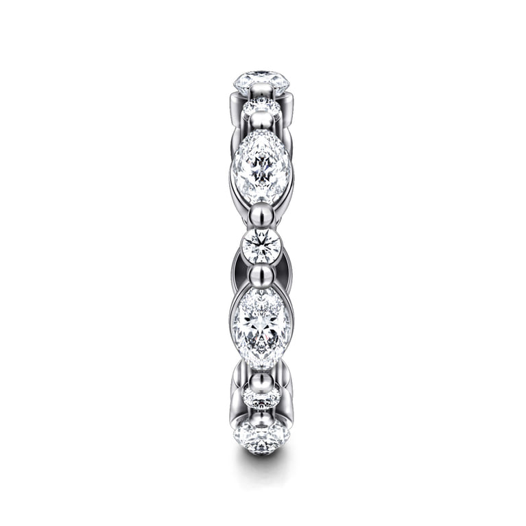 Eternity Band Wedding Ring in 14k White Gold with Marquise Natural Diamond at Gabriel & Co. - Shot 3