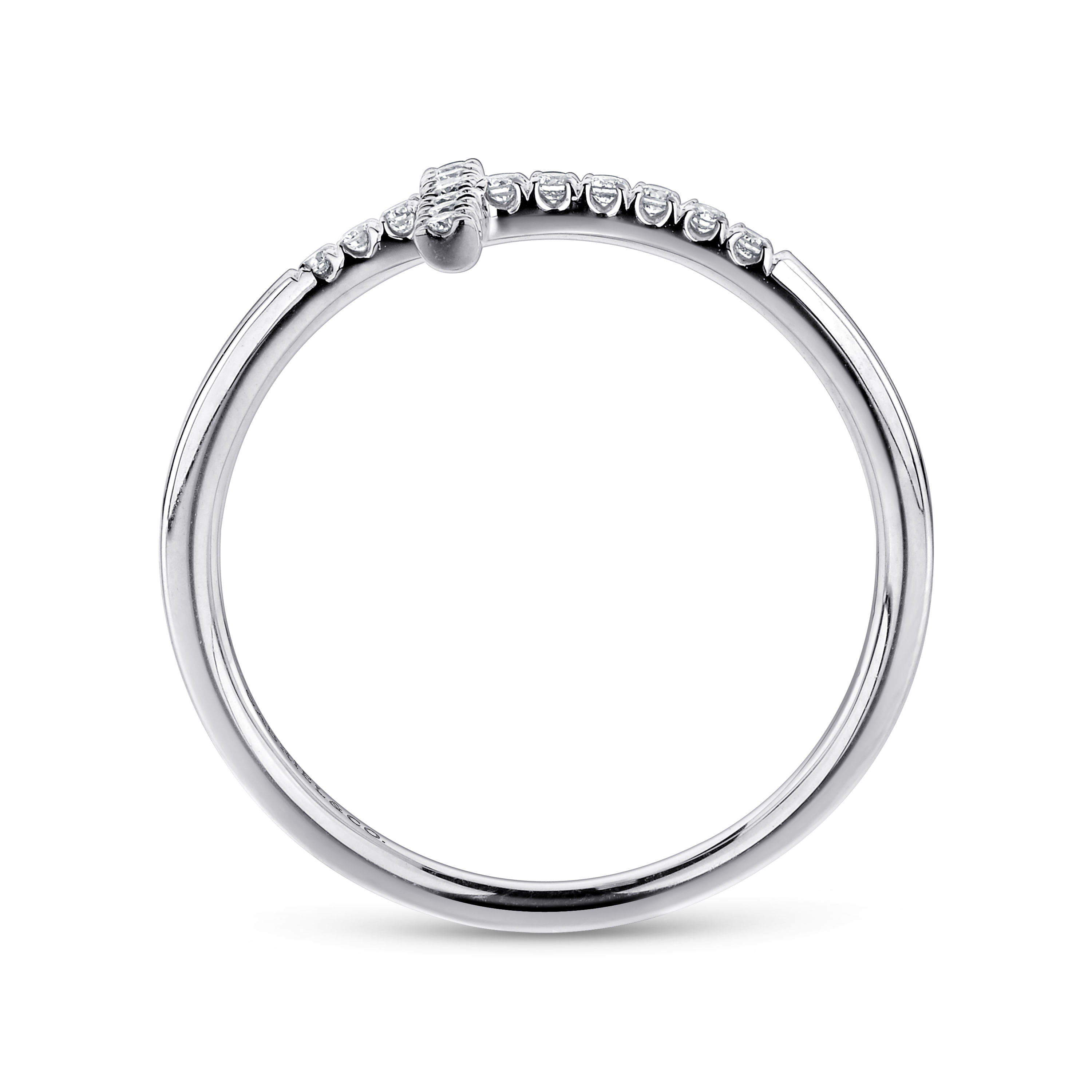 14K White Gold Sideways Cross Diamond Ring - 0.11 ct - Shot 2