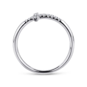 14K White Gold Sideways Cross Diamond Ring