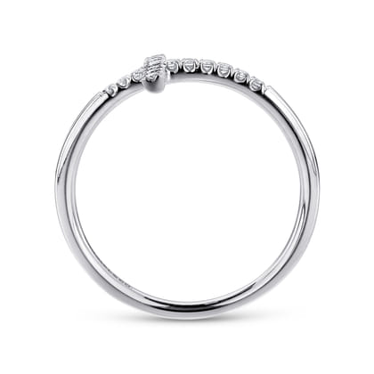 14K White Gold Sideways Cross Diamond Ring