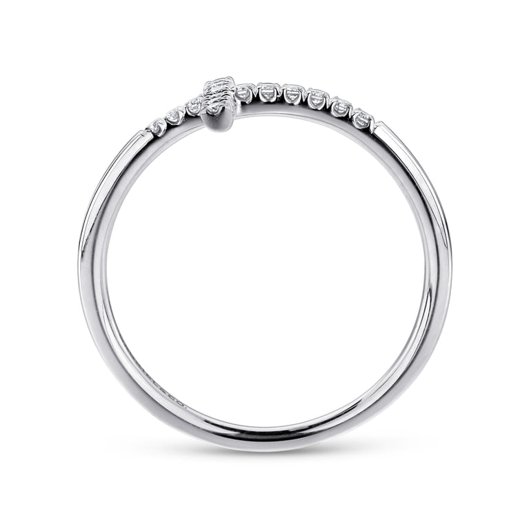 14K White Gold Sideways Cross Diamond Ring - 0.11 ct - Shot 2