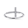 14K White Gold Sideways Cross Diamond Ring - 0.11 ct