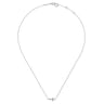 14K White Gold Sideways Curved Diamond Cross Necklace - 0.07 ct