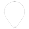 14K White Gold Sideways Curved Diamond Cross Necklace - 0.17 ct