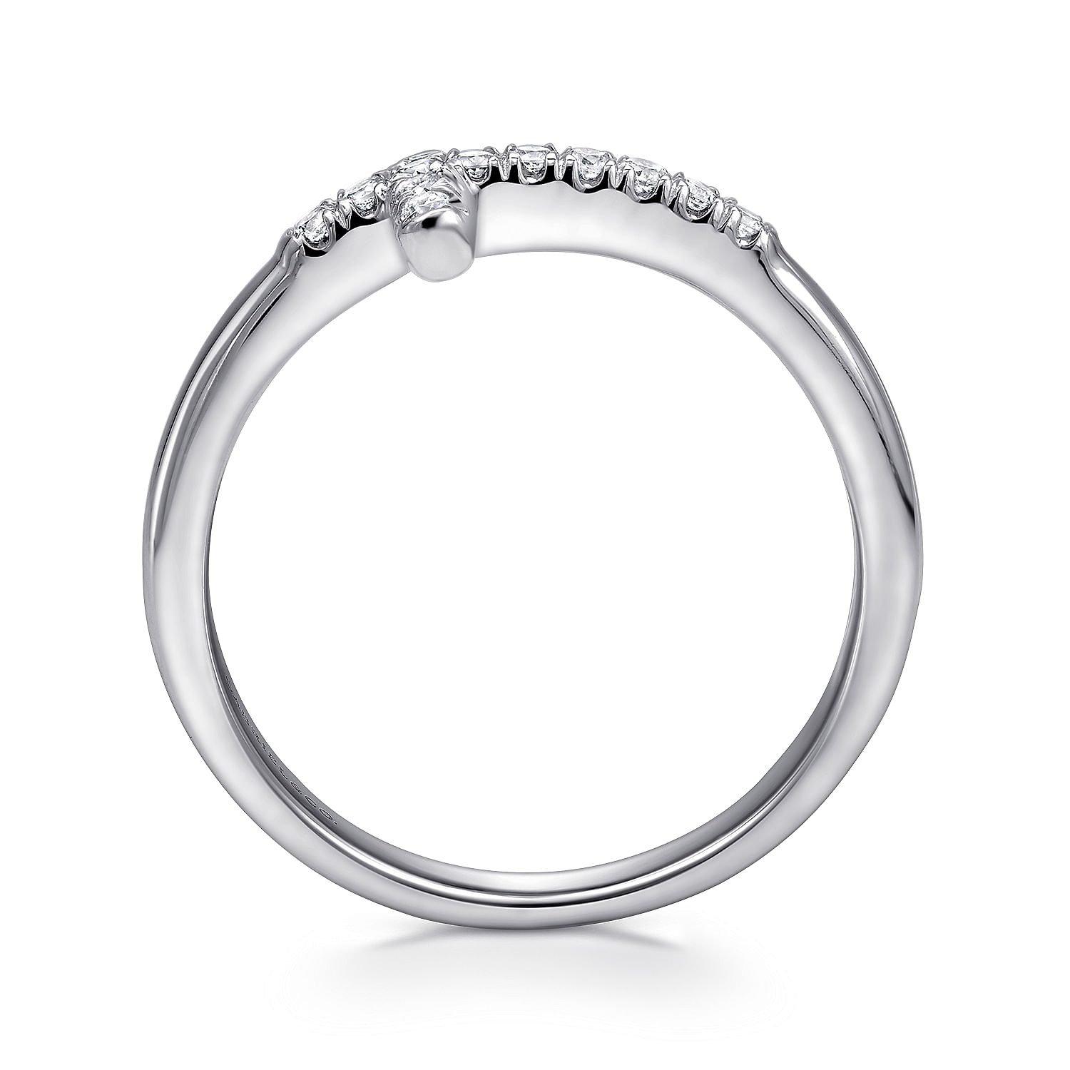 14K White Gold Sideways Diamond Cross Ring - 0.13 ct - Shot 2