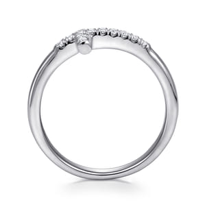 14K White Gold Sideways Diamond Cross Ring