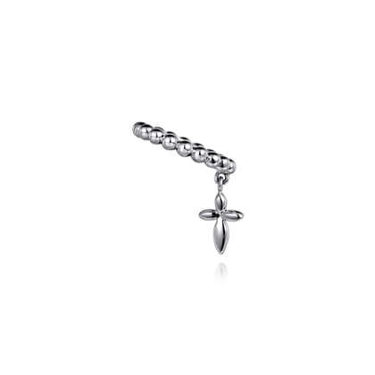 14K White Gold Single Bujukan Ear Cuff with Cross Charm