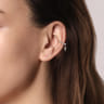 14K White Gold Single Bujukan Ear Cuff with Cross Charm