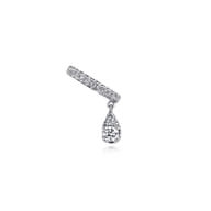 14K White Gold Single Diamond Ear Cuff with Teardrop Charm