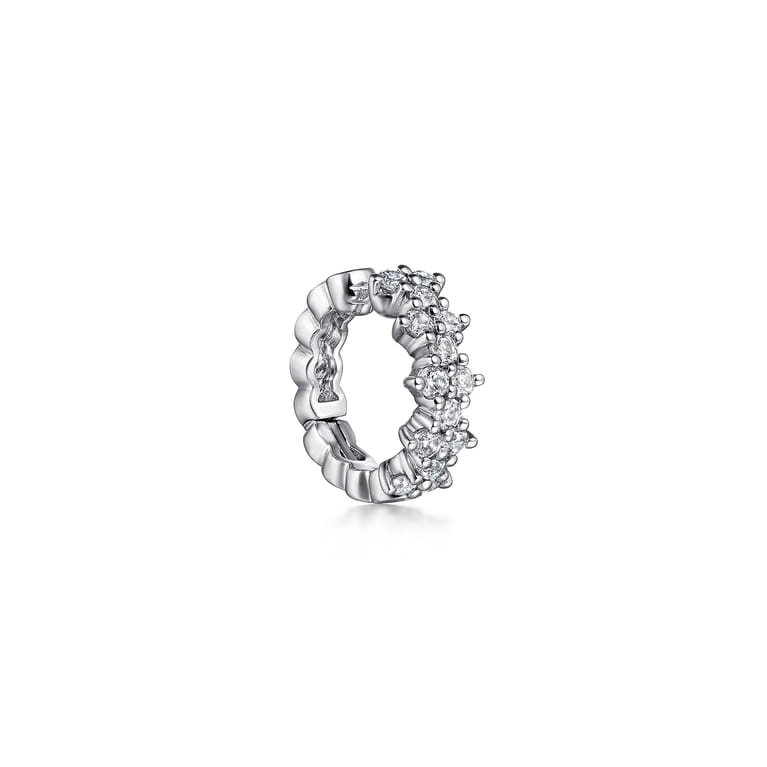 14K White Gold Single Diamond Ear Cuff - 0.35 ct - Shot 2