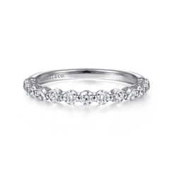 14K White Gold Single Prong Diamond Band Ring