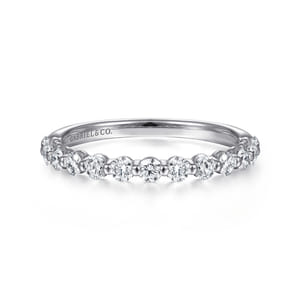 14K White Gold Single Prong Diamond Band Ring