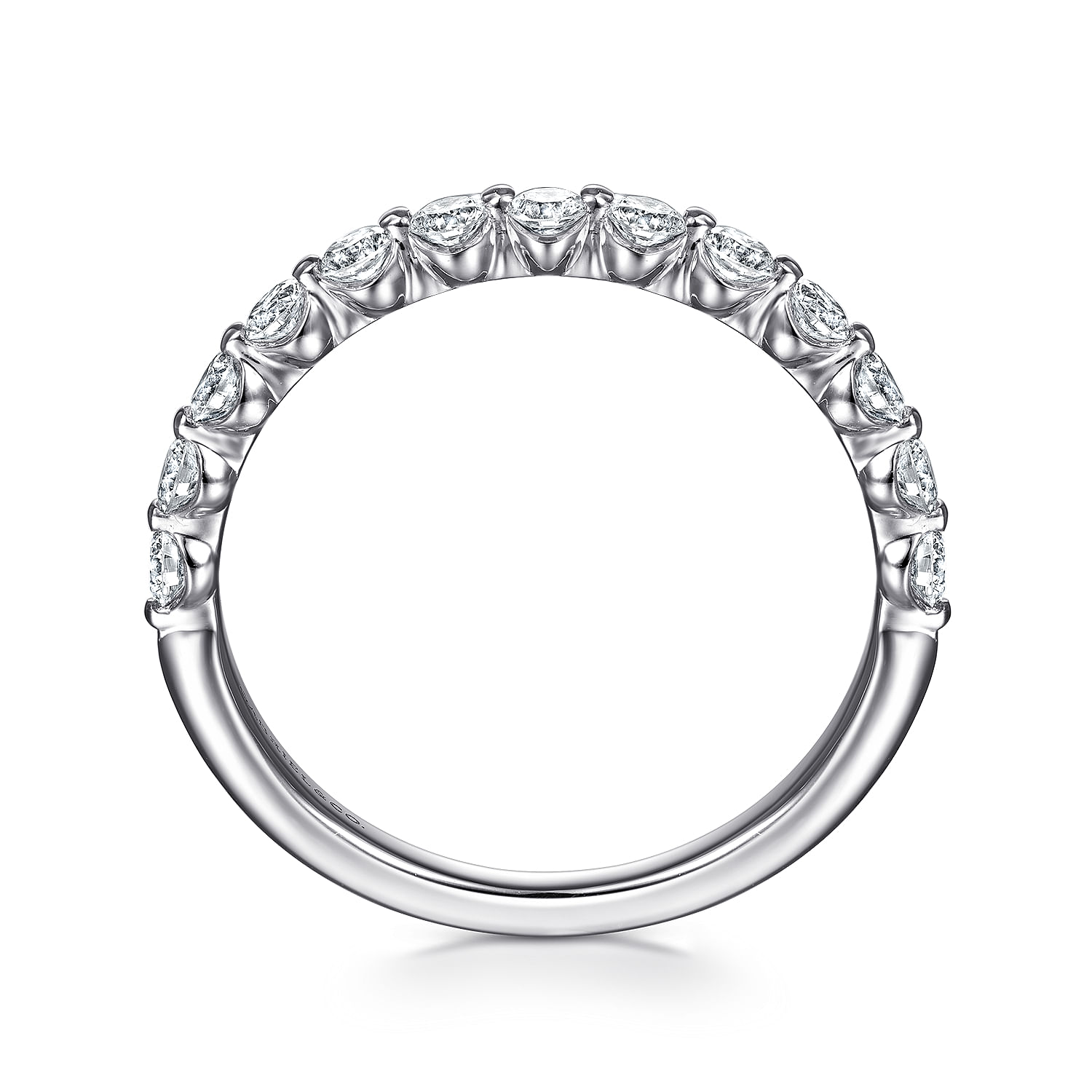 14K White Gold Single Prong Diamond Band Ring