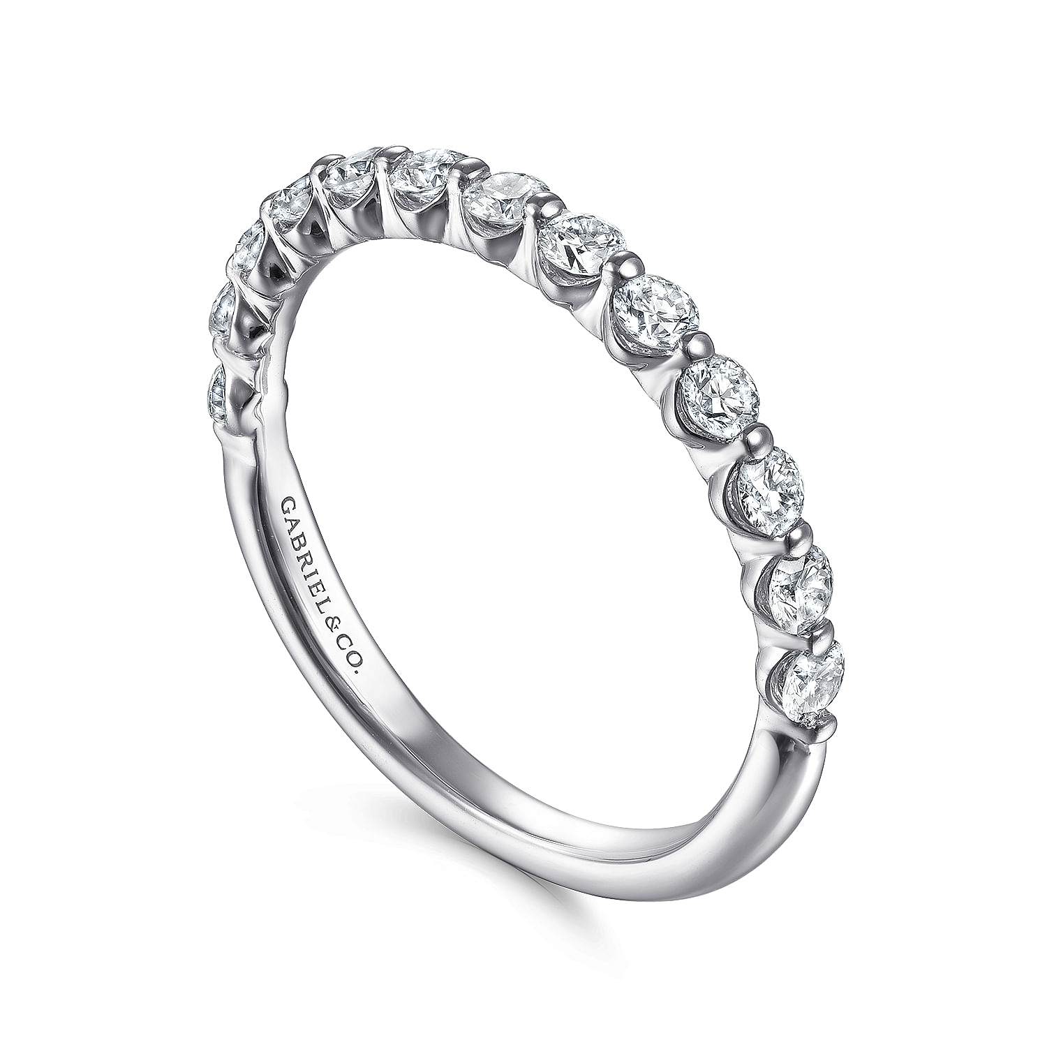 14K White Gold Single Prong Diamond Band Ring