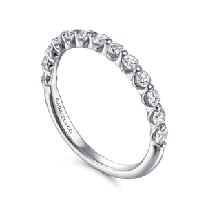 14K White Gold Single Prong Diamond Band Ring