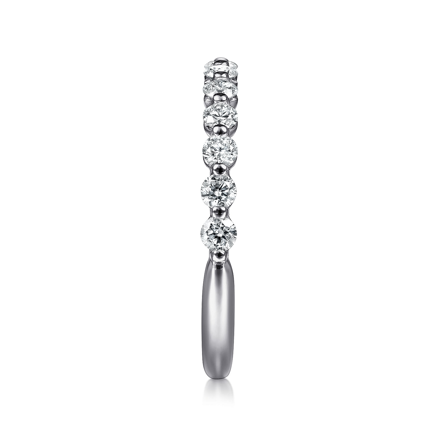 14K White Gold Single Prong Diamond Band Ring