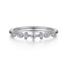 14K White Gold Single Prong Diamond Station Ring - 0.15 ct